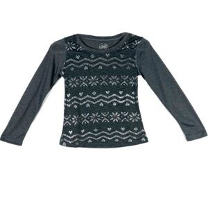 So Girl’s Lightweight Silver Foil Print Design Long Sleeve Top
